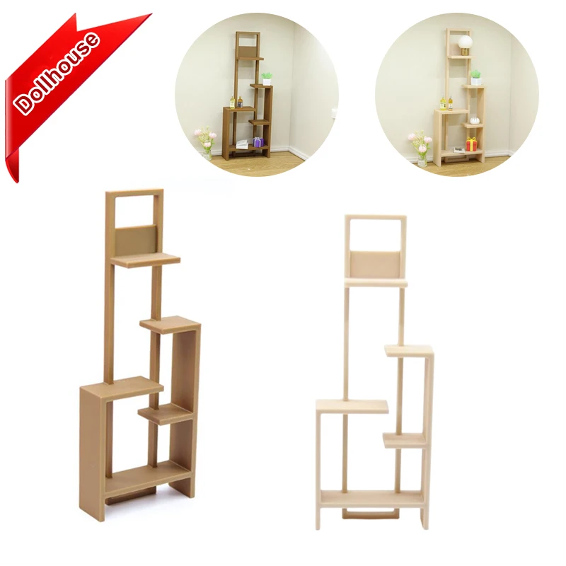 1Pcs Mini Display-ständer Chinesischen Stil Lagerung Rack Modell 1:12 Puppenhaus Miniatur Leere Regal Wohnkultur Puppe Haus Zubehör