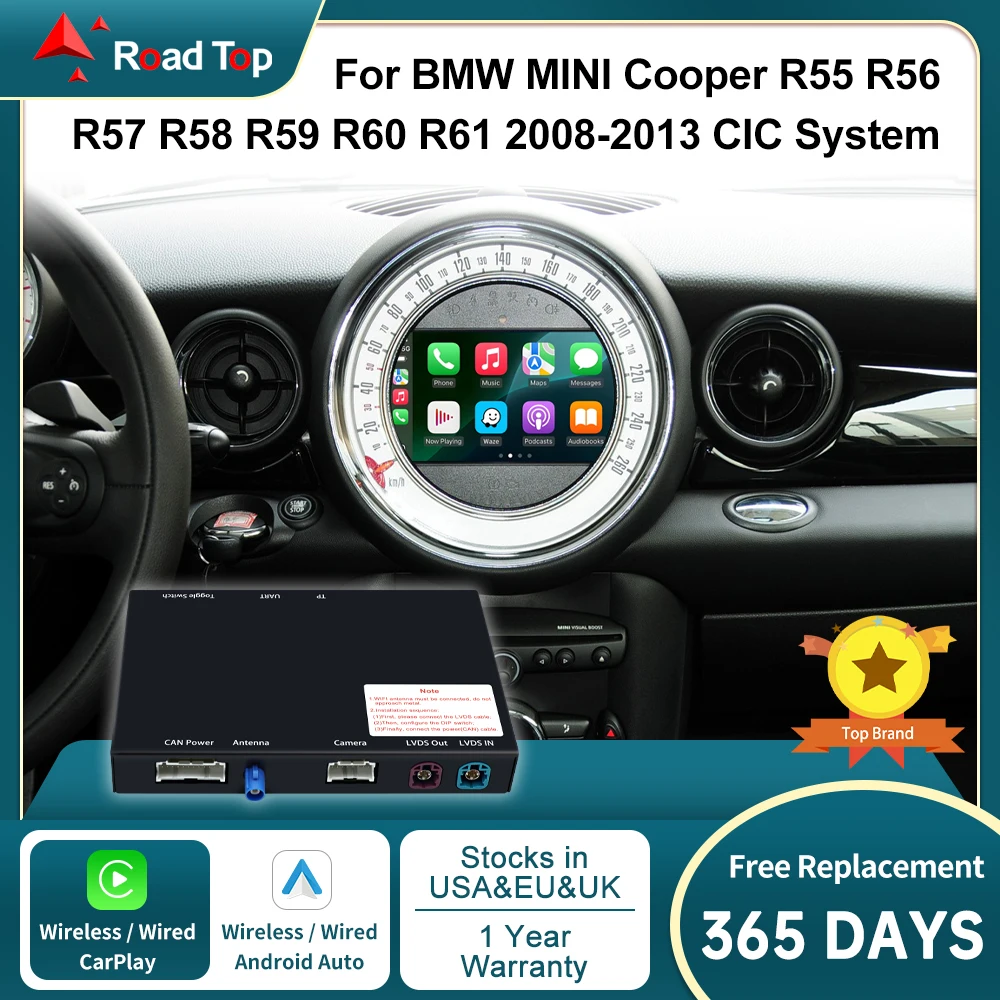 DE Wireless CarPlay Android Auto für MINI Cooper John Cooper Works R55 R56 R57 R58 R60 R61 CIC 2011-2013 Clubman Countryman