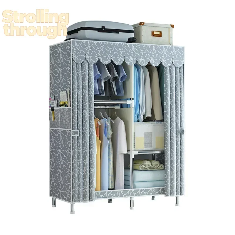 

Окрашенный стальной шкаф, шкаф из сплавных труб, тканевый шкаф с АБС-интерфейсом, складной шкаф для спальни, 105x45x170 см, 26 мм