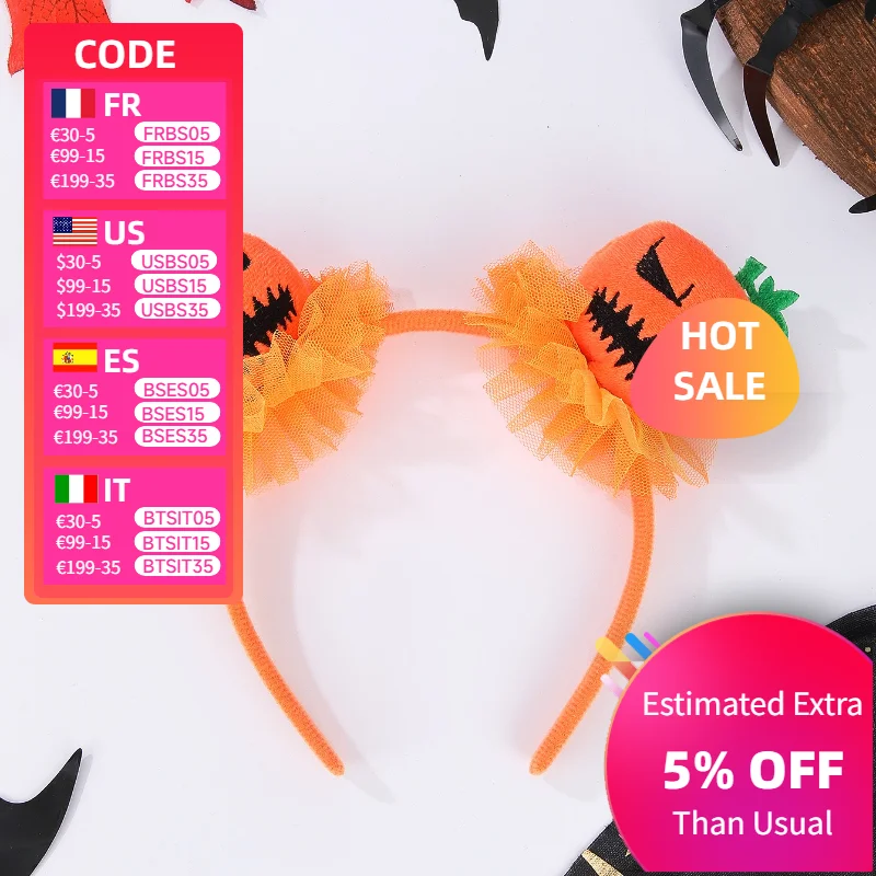 

Halloween Cute Pumpkin Headband Kids Party Hair Accessories Lace Hairband Photo Prop Cosplay bandeau Cheveux 코스프레