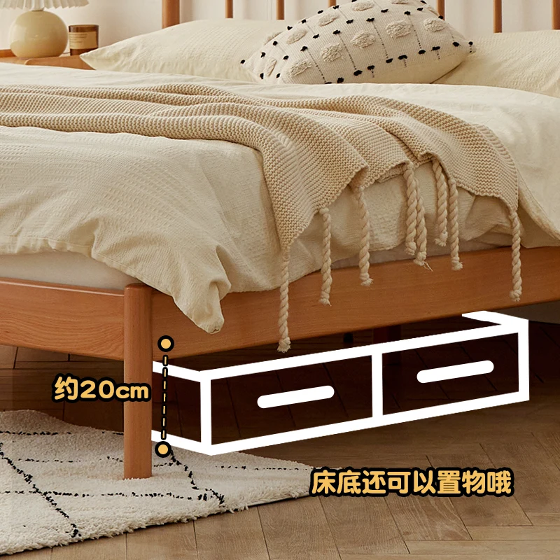 Nordic Solid Wood Bed Windsor Bed Modern Simple Home Bedroom 1.8m Double Bed Small Unit 1.5m Single Bed