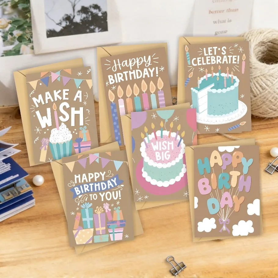12 Fun Birthday Greeting Cards with Envelopes, -Heartfelt Thank You Cards for Birthdays, Mother's Day, Teacher's Day