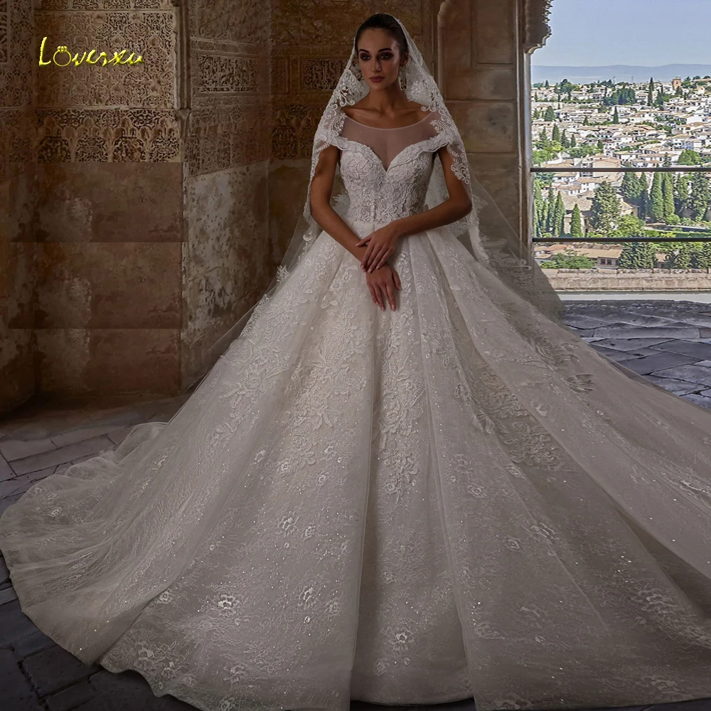 

Loverxu Ball Gown Royal Wedding Dresses 2024 Sweetheart Cap Sleeve Vestido De Novia Embroidery Appliques Princess Robe De Mariee