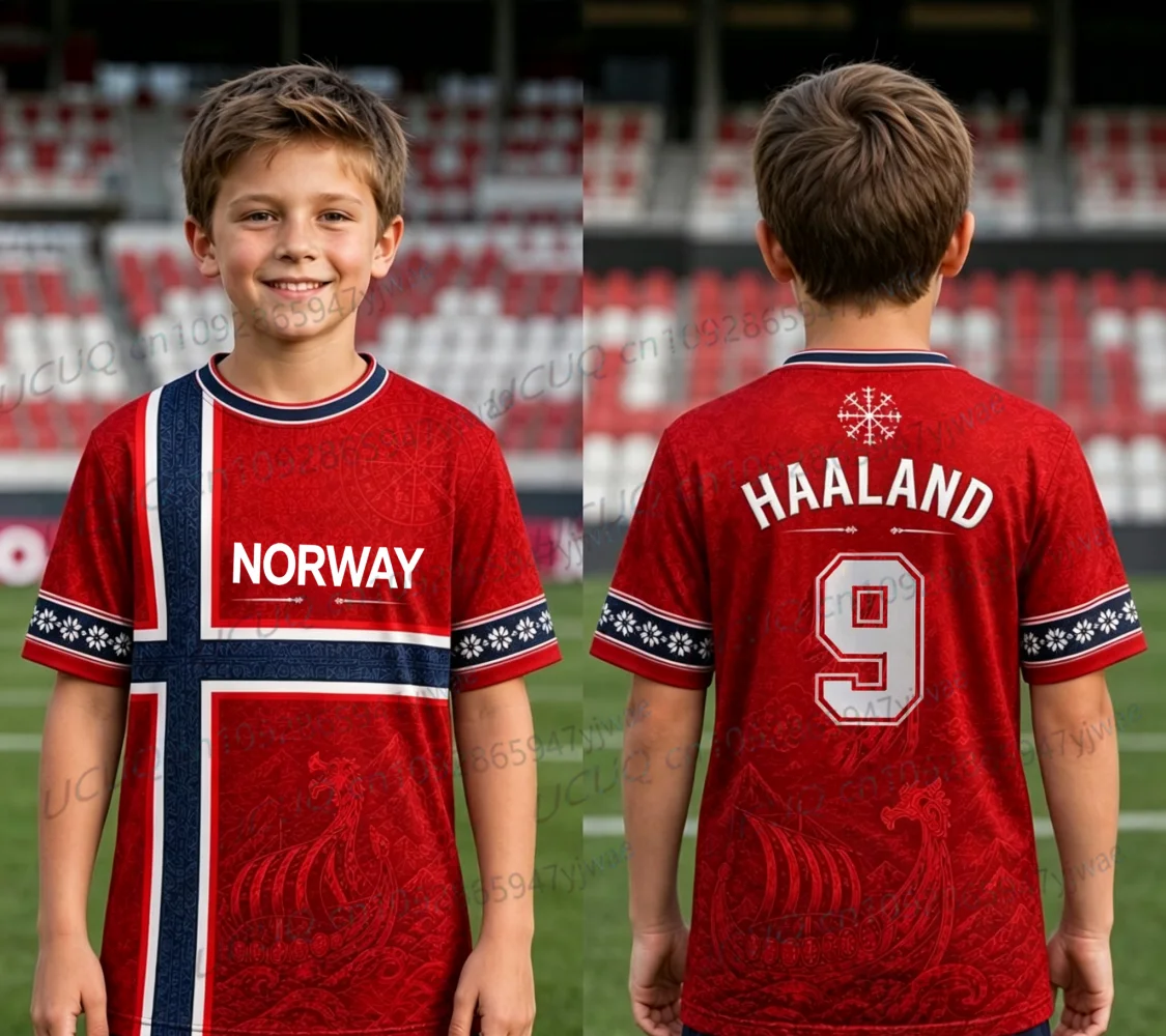 2026 Sommer Jungen Nr. 9 HAALAND Fußballtrikot T-Shirt oder Set Herren Damen Norwegen Fan-T-Shirt+Shorts Kinder T-Shirt oder Set – Detail 8