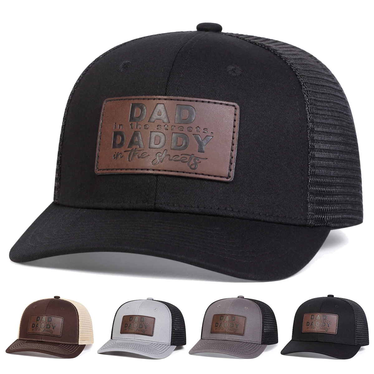 1piece Unisex DADDY Leather Label Baseball Net Caps Spring and Summer Outdoor Adjustable Casual Hats Sunscreen Hat