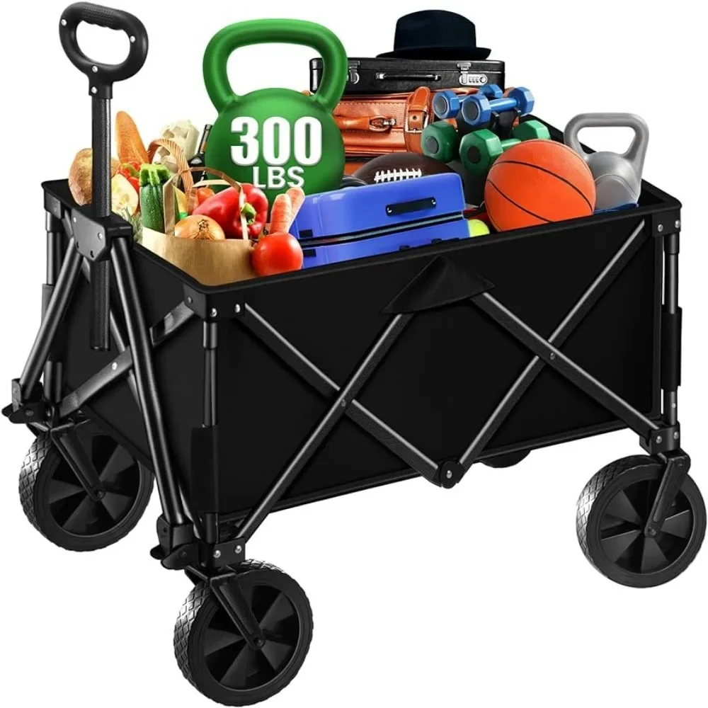 Outdoor Garden Cart Wagon Sports Trolley Large Capacity Heavy Duty Folding Wagon With Side Pocket Carts