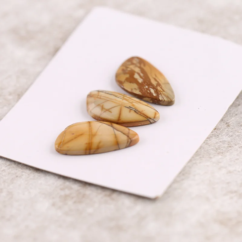 B&F 3PCS Cabochon Natural Multi-Color Picasso Jasper Stone—Loose Gemstone for Jewelry Making  customized—20x12x2mm 3.8g