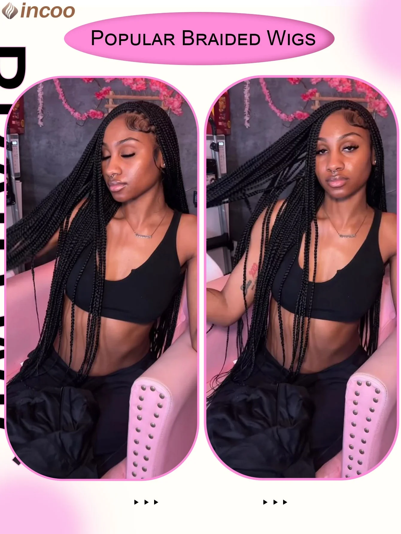 Goddess Small Part Knotless Box Braided Wig Cornrow Braids Wigs Full Lace Front Wig For Black Women Synthetic Braiding Hair Wigs
