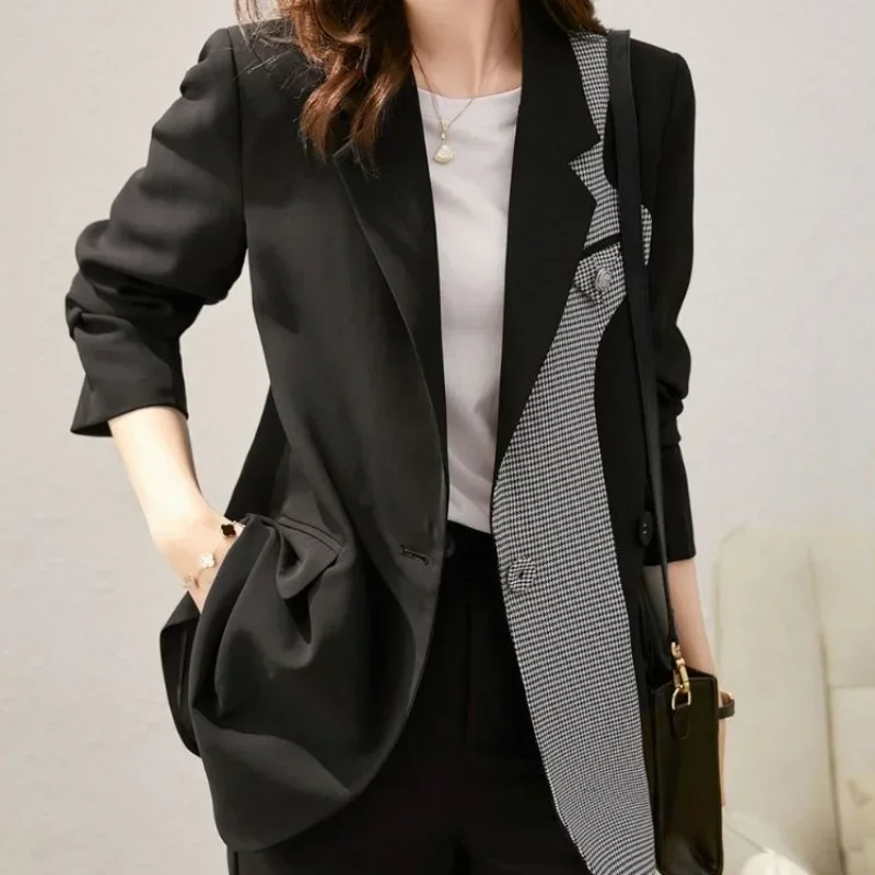 Coats for Women Splicing Outerwears Loose Korean Fashion Blazer Woman Popular Clothes In Promotion Style Fall 2025 New On Jacket