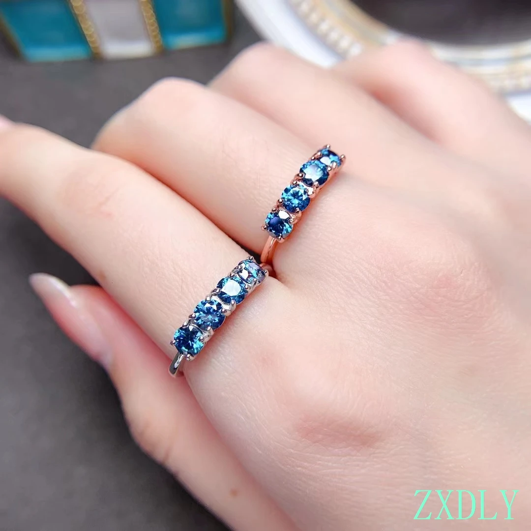 

2022 Blue Moissanite Ring 925 Sterling Silver Shiny Lab Diamond Pass Test Engagement Ring For Women Jewelry Party Gift