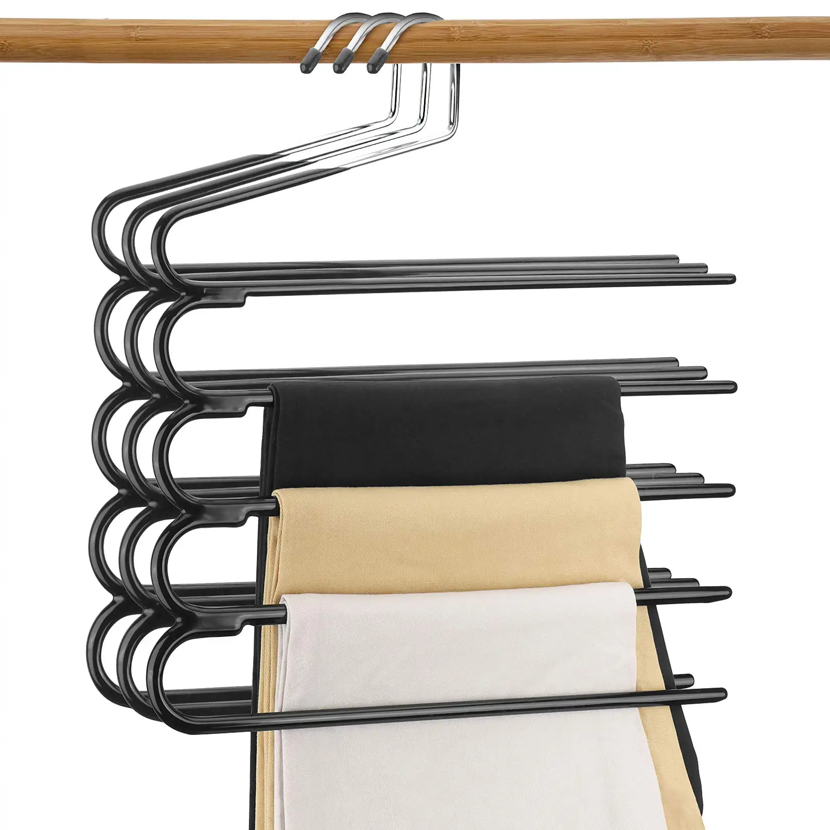 

3pcs Pants Organizer Hangers Multi-Layer Jeans Trouser Hanger Space Saving Organizer for Jeans Towels Scarves