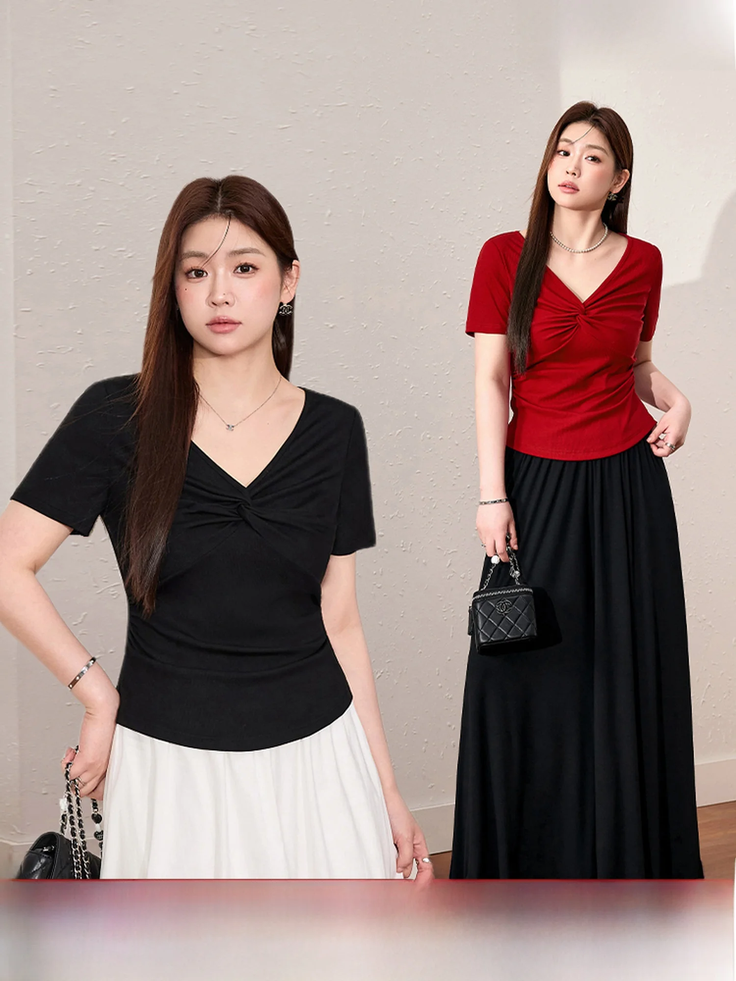 

Женская футболка большого размера Blue Language, с V-образным вырезом, из шелковистой ткани, приталенная, летняя, для повседневной носки, стандартный крой