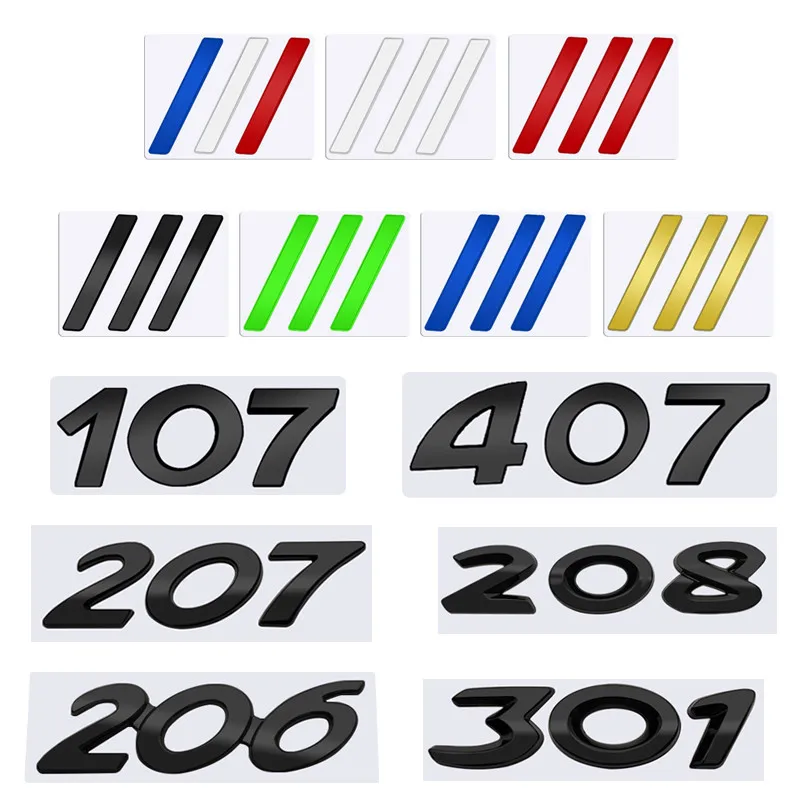 

Glossy Black Car Emblem Metal Decorative Strips Badge Logo Body Decals Sticker For Peugeot 107 206 207 208 301 307 308 407 508