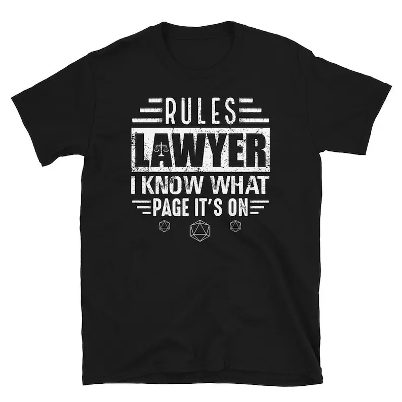 Rules Lawyer I Know What Page It's on Funny Dnd and Board Game Master Shirt by Geek Fleek Home of the Cl