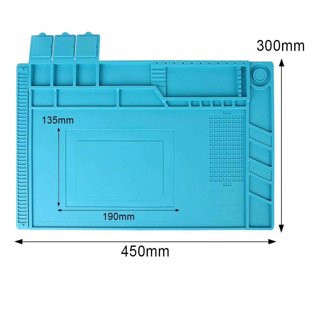 Adsorption Soldering Mat Platform Magnetic Insulation Working Mat Heat-Resistant Blue BGA Soldering Station Silicone Repair Pad