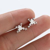 1Pair Mini Korean Frog Earrings Punk Stainless Steel Little Small Frog Stud Earrings For Women Animal Accessories Aretes
