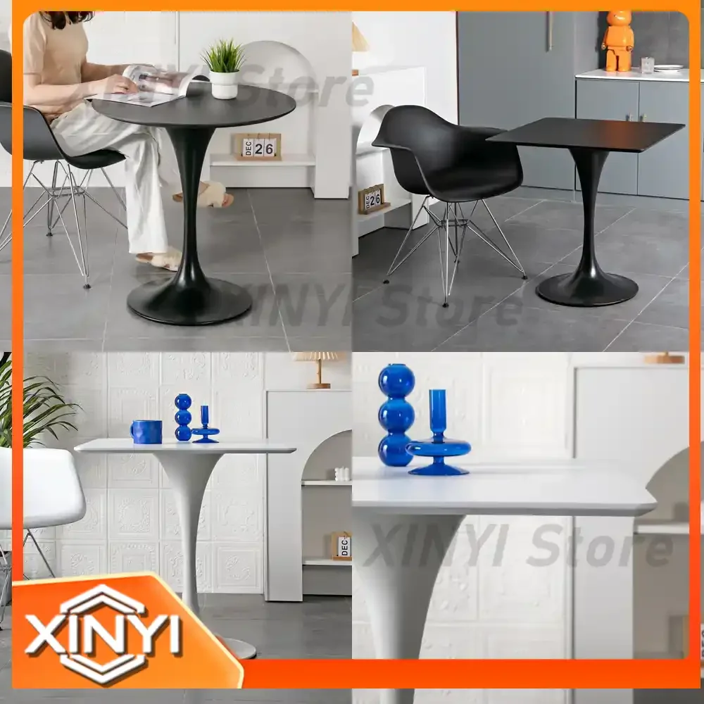 Round Dining Table for Home Use Small Space Tulip Style Modern Minimalist White Nordic Meeting Table for Restaurant