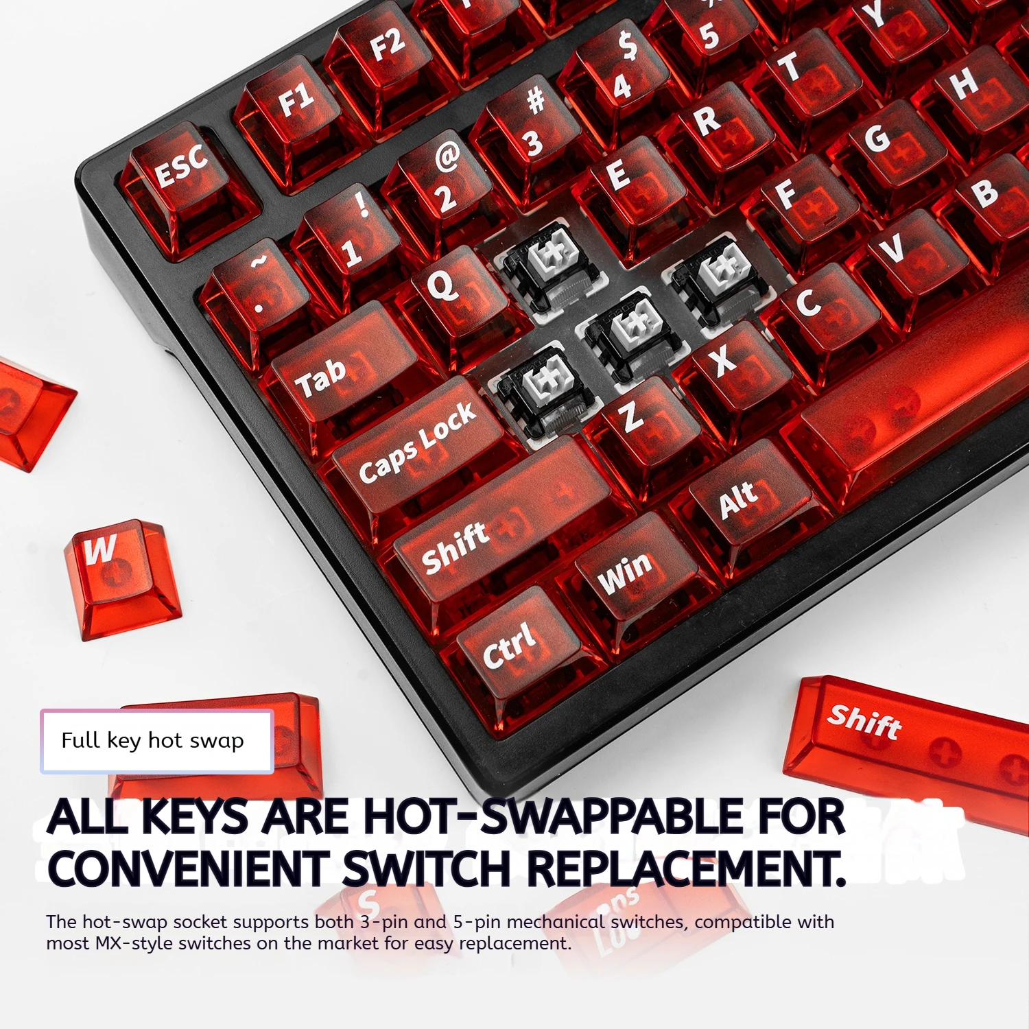 لوحة مفاتيح ميكانيكية AULA F98 ProV2 لوحة مفاتيح ألعاب بلوتوث لاسلكية شفافة بإضاءة خلفية RGB