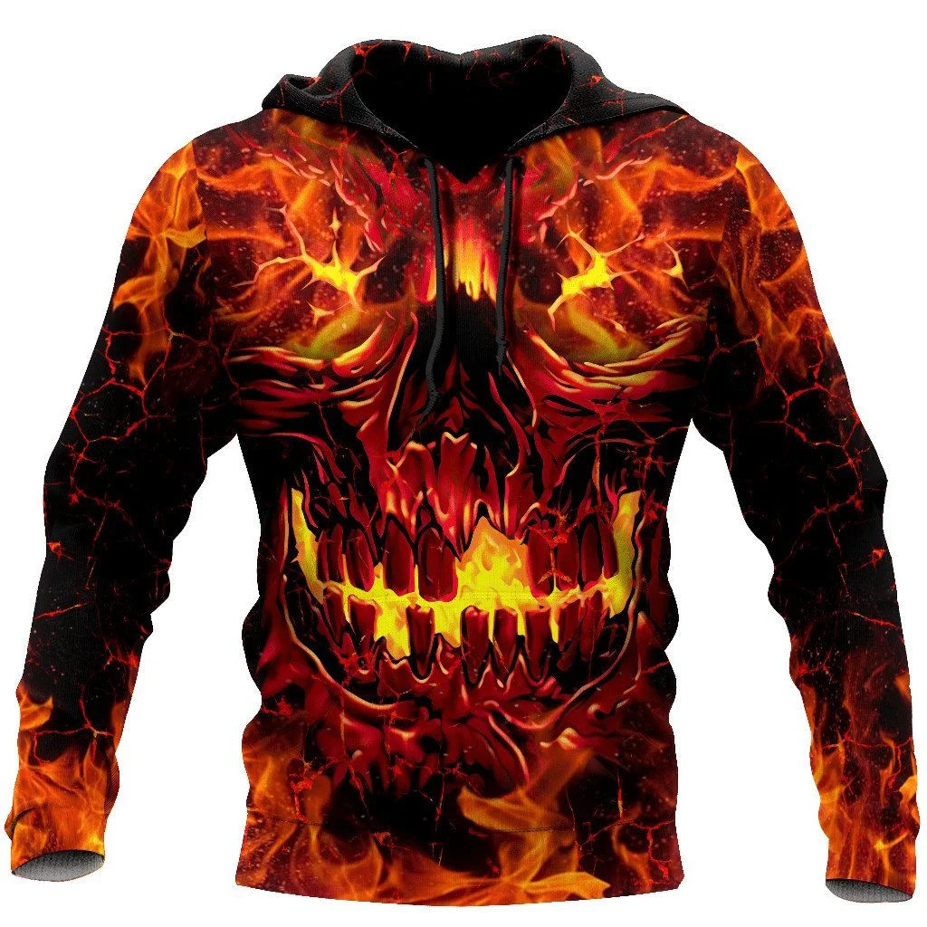 3D Print Hoodie Men's Punk Skull Streetwear Winter and Autumn New Arrival Horror Goth Hot-selling High-quality Pullover Oversize