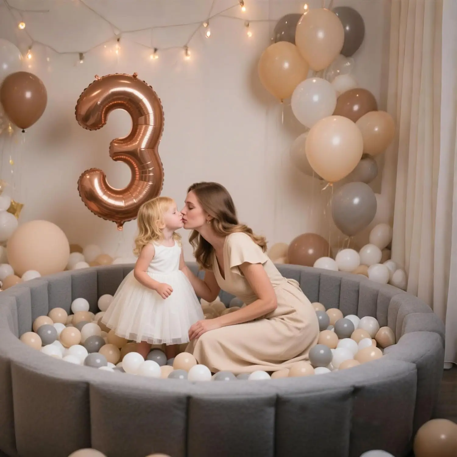 Bolas de plástico para niños pequeños, parque infantil, piscina, decoración de fiesta Pastel para bebés, color Beige, gris claro y blanco, 100 bolas