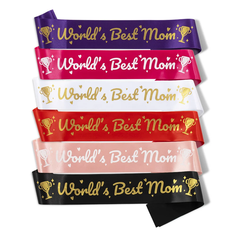World's Best Mom Mother's Day Wedding Party Birthday Straps Birthday Gifts for Mother Multi-Colored Satin Ritual Straps