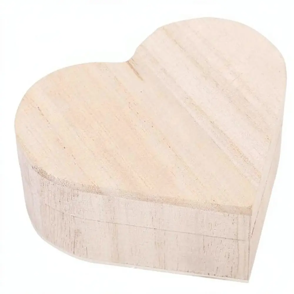 Heart Jewelry Organizer Box Natural Wood Storage Case Minimalist Rustic Decorative Packaging For Rings Earrings Gift