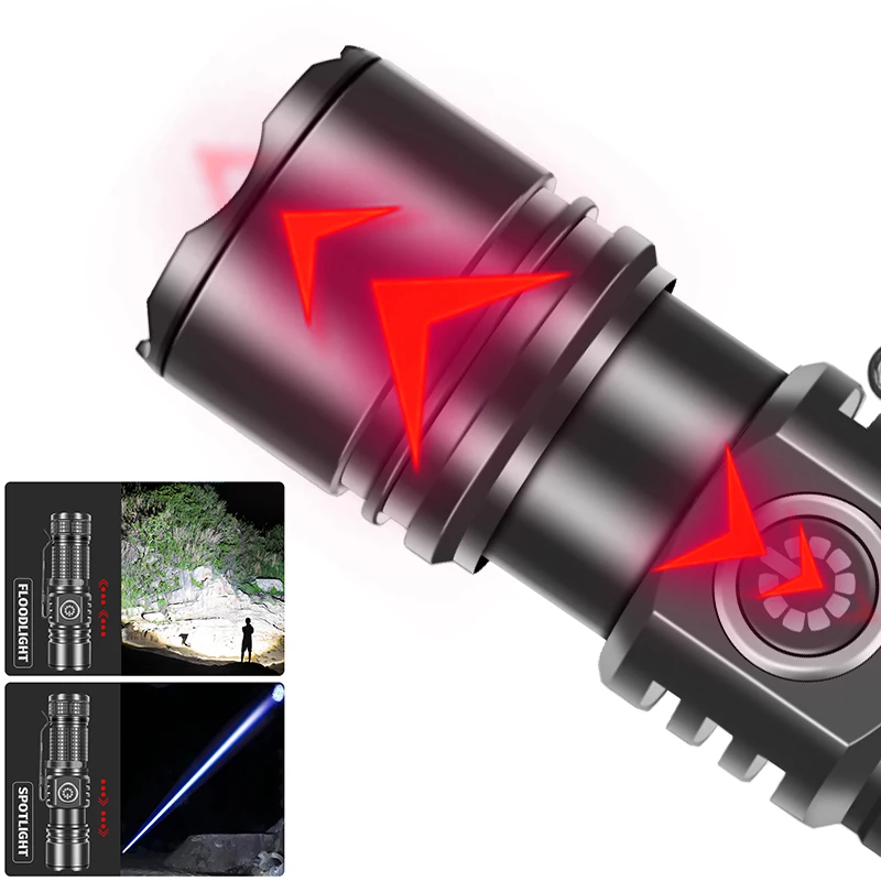 Portable Mini LED Flashlight Super Bright Long Distance Magnetic Torch Type-C Charging Pocket Light For Night Walking Home Use view 3