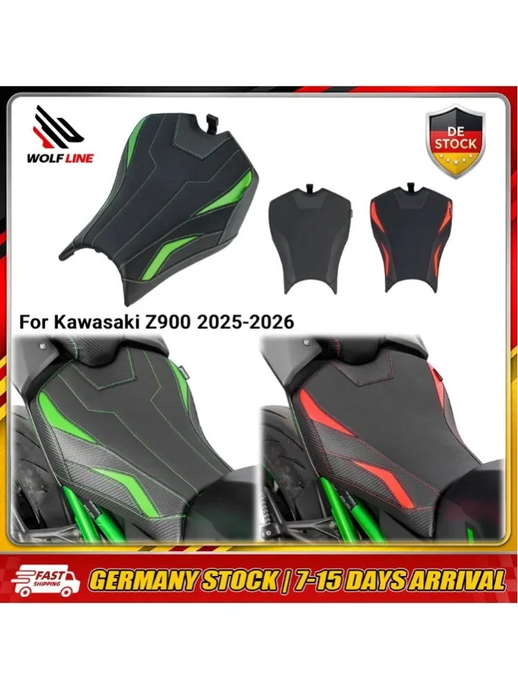 WOLFLINE Vordersitzkissen für Kawasaki Z900 2025-2026 Fahrer-Sitzkissen für Täglichen Pendelverkehr, Rennstreckenfahrten & Langstrecken-Touren