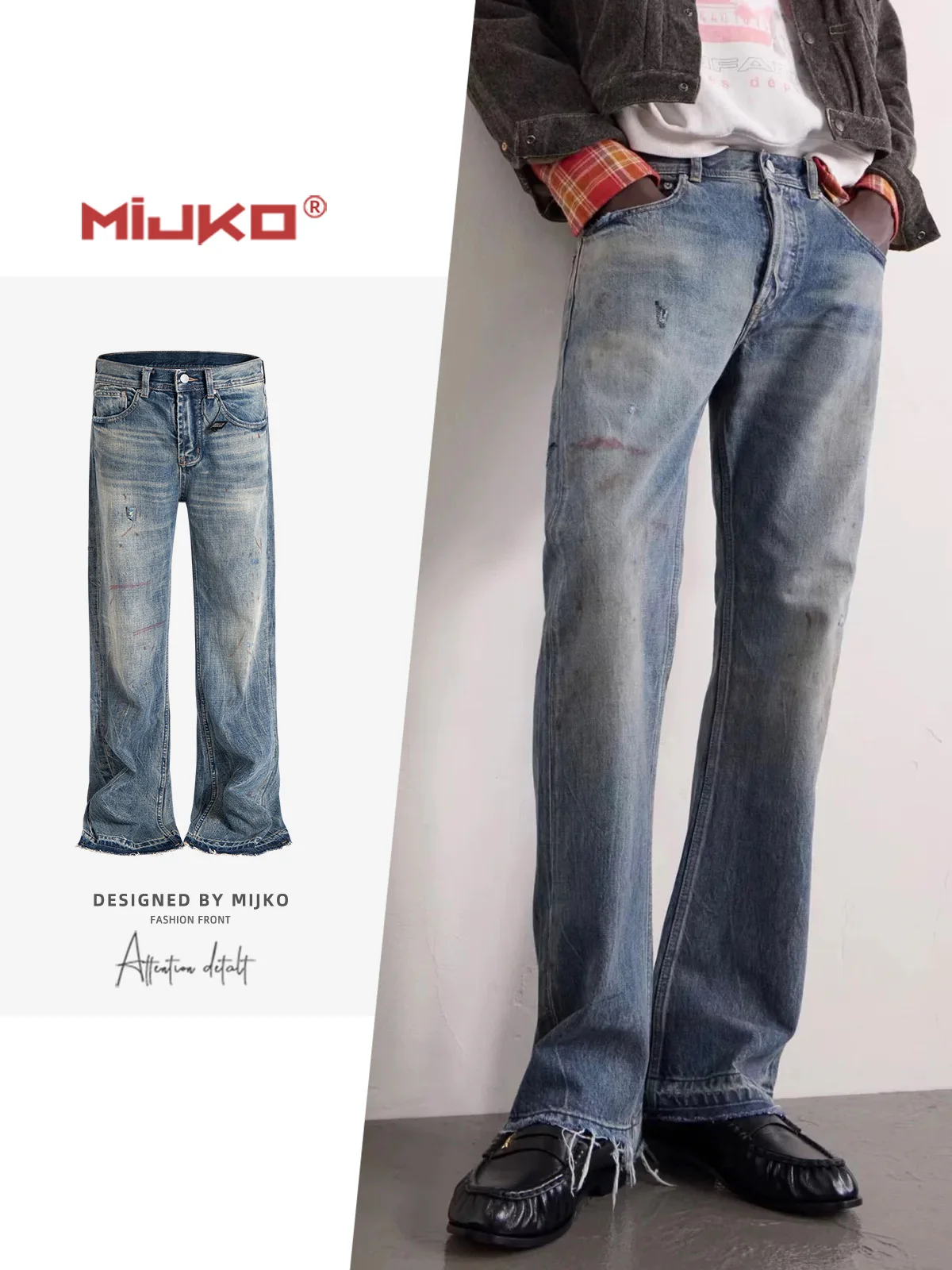 MIJKO Jeans Destruction Distressed Jean FJ075