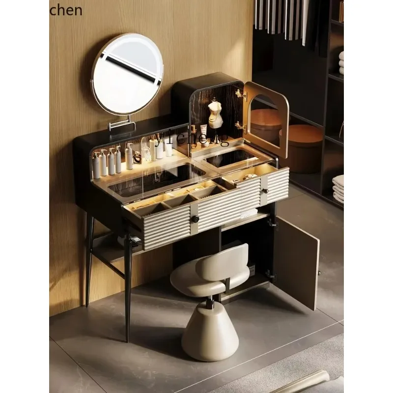 e1- Solid Wood Dressing Table Storage Cabinet Makeup Table Modern Simple Master Bedroom Dressing Table Integrated