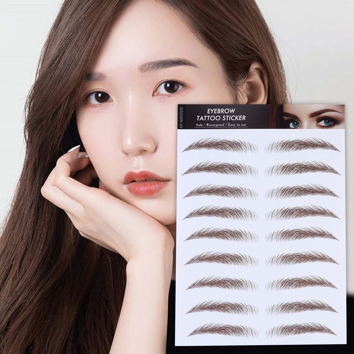 

4 Pcs Stickers Makeup Dark Women Shaping Artificial Eyebrow Water Transfer 6D Hair-Like Eyebrows Stencils Template