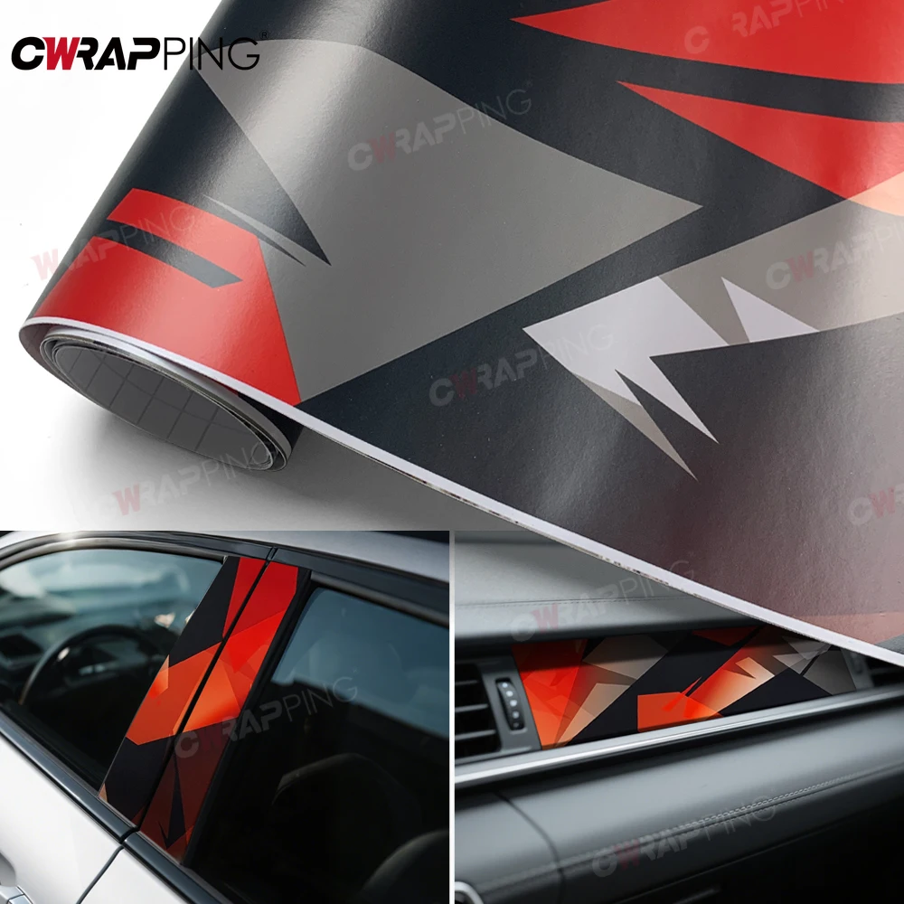 

Vinyl Paper for Car Bodies Red Wrap Foil Car Tuning Accessories Geometry Disruptive Pattern Camouflage Motorcycles Auto Stickers