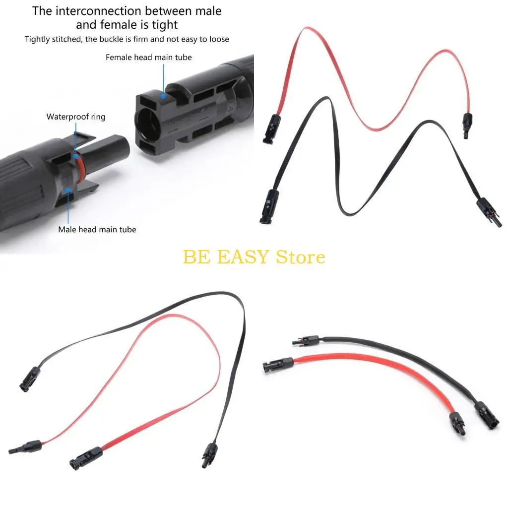 

E28F 2pcs Cable Connectors Quick Solution Effective Cable Convenient Flat Cable Solar Panel Flat Cable for Solar Structure