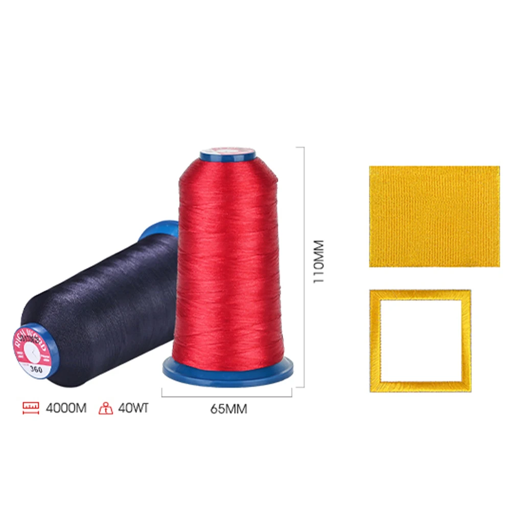 Richword 4Pcs Selected Polyester Thread 4000m 40wt Basic Mixed Colors For Embroderiy Machine High Strength 2024 Polyester Spools