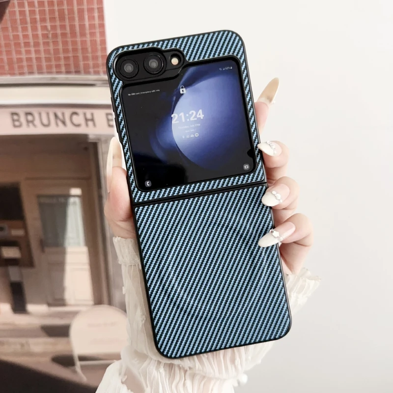 

Роскошный однотонный складной чехол для телефона Magsafe с магнитной беспроводной зарядкой из углеродного волокна для Samsung Z Flip 6 5 4 3, чехол-бампер