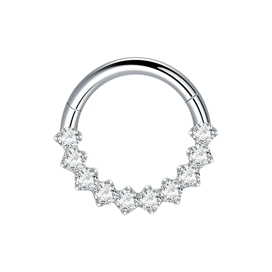 1PC G23 Titanium Marquise CZ Septum Clicker Hoop Neuspiercings Oorkraakbeen Oorbel Daith Tragus Helix Conch Piercing Sieraden 16G