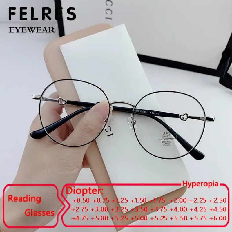 

Korean Style Luxury Reading Glasses Women Men HD Lens Presbyopia Eyeglasses Anti Blue Light Far-sighted Prescription 0 +1.5 +2.0