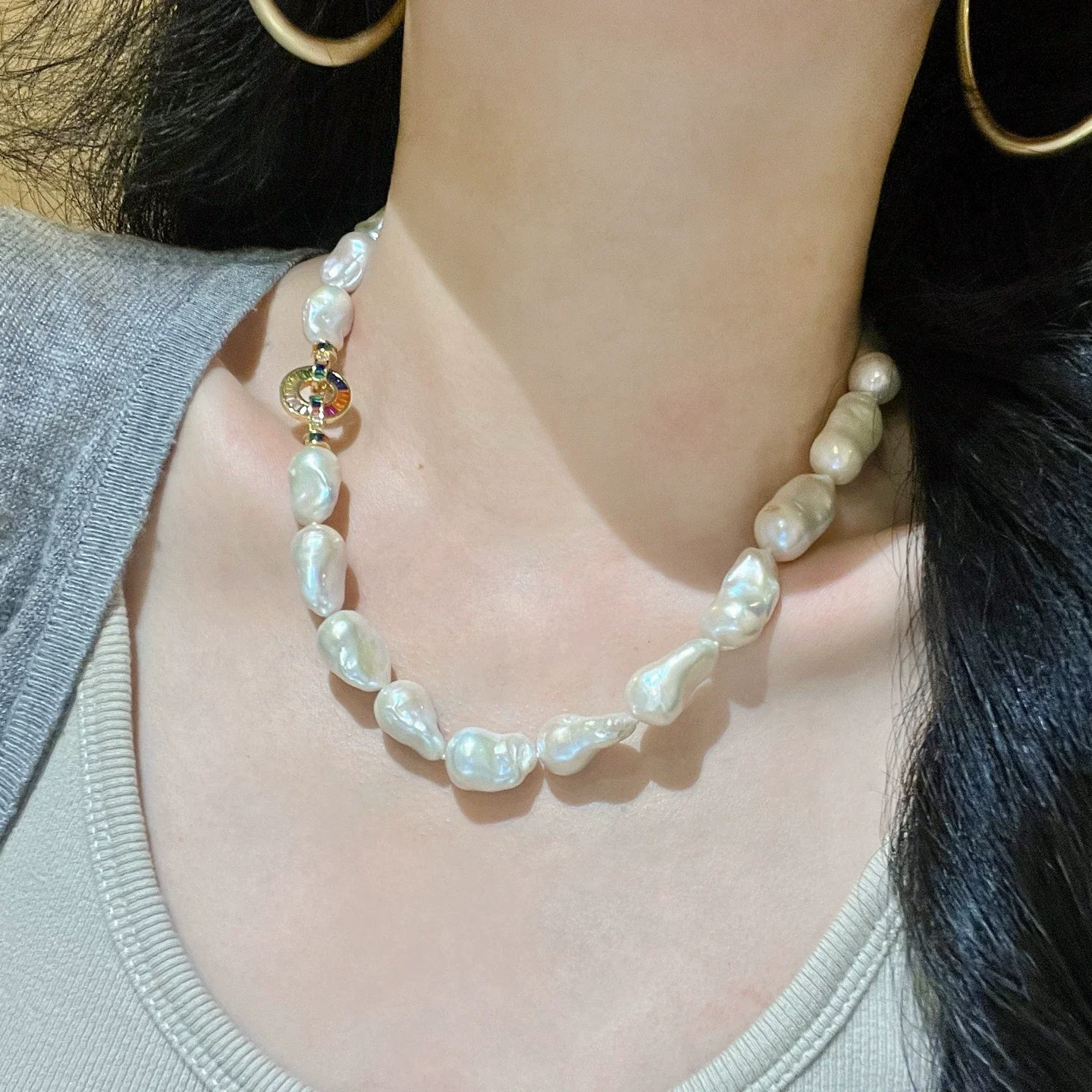 

Ожерелье-чокер из натурального пресноводного жемчуга барокко белого цвета, классическое ювелирное украшение, подарок