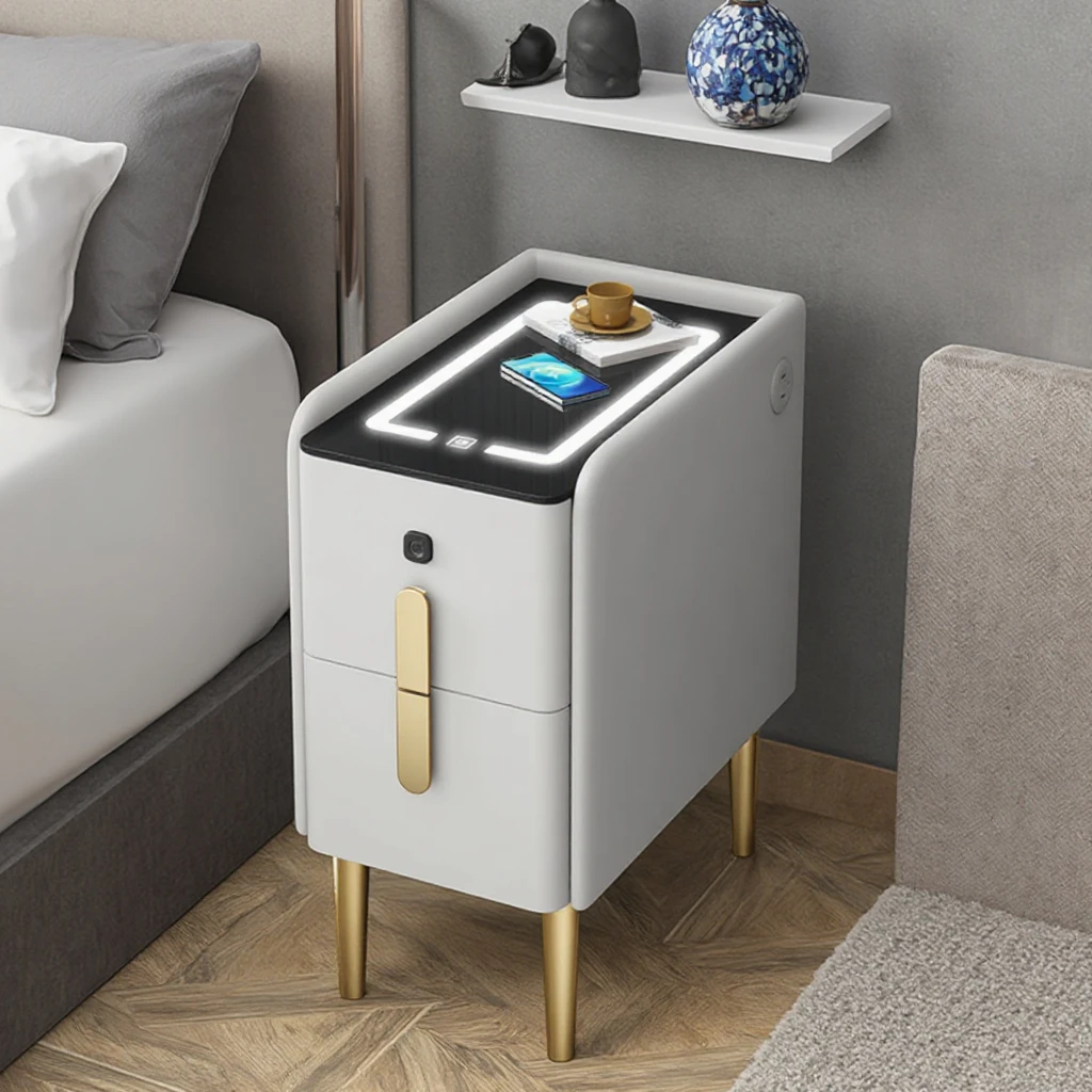 الحديثة 30 سنتيمتر منضدة ضيقة تخزين ذكي عالية الشعور ضوء فاخر بسيط جديد لوحة غرفة نوم خزانة بجانب السرير الميزات #5