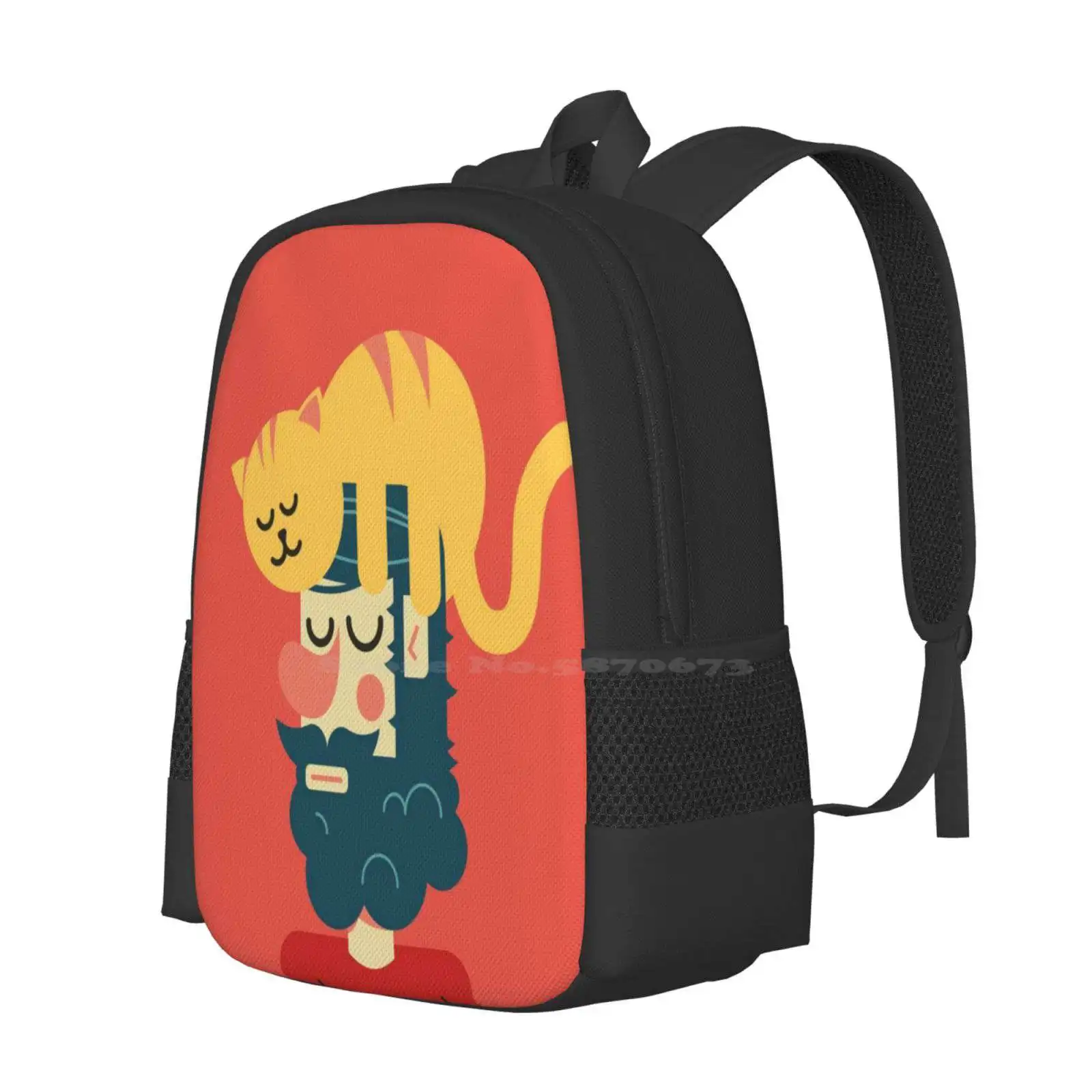 Cats Commands Backpack For Student School Laptop Travel Bag Cat Hipster Head Beard