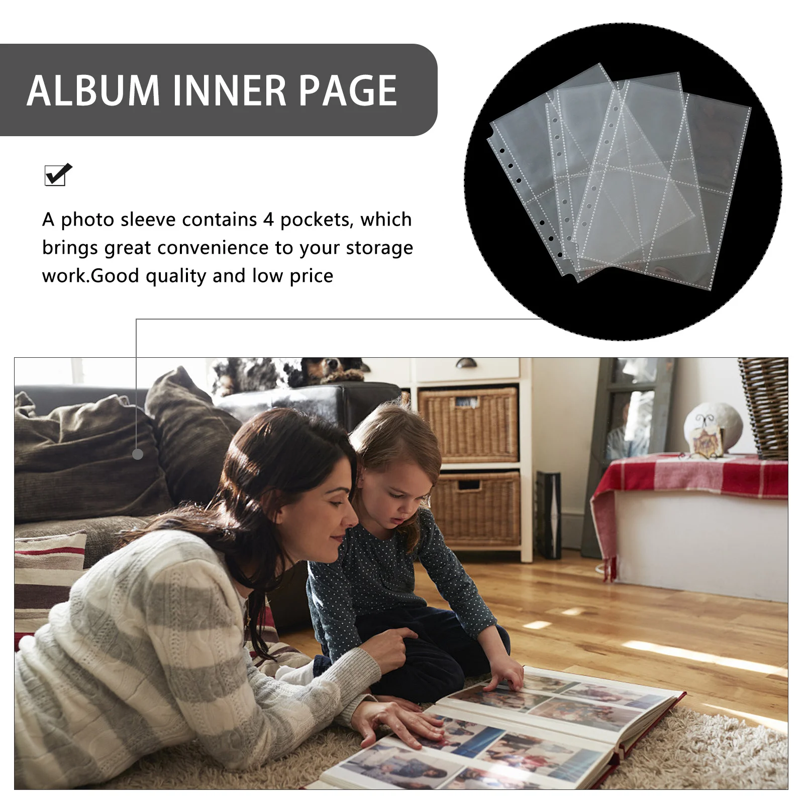 

30Pcs Album Refill Pages Clear Photo Sleeves 6-Ring Binder Ready Reusable Erasable for Photo Storage and Organization