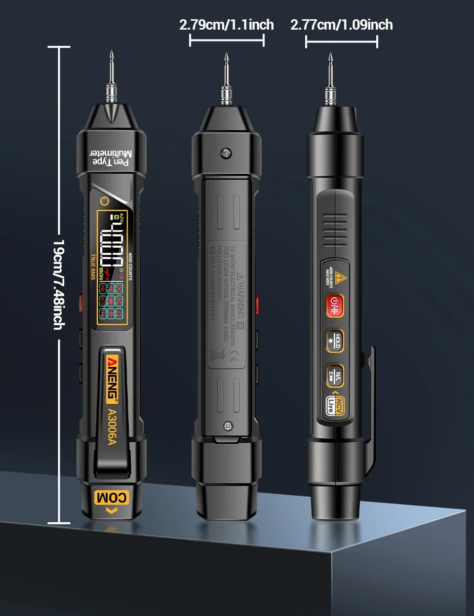 ANENG Digital-Multimeter-Teststift, 4000 Zählungen, AC/DC-Spannung, A3006A, berührungsloser induktiver Strom, Hz-Dioden-Widerstandstester – Detail 7