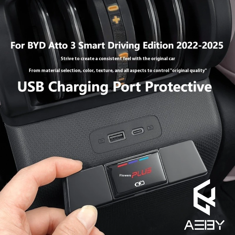 New Car For BYD Atto 3 Smart Driving Edition 2022-2025 Car Rear Seat USB Charging Port Protective Dustproof Cover Waterproof