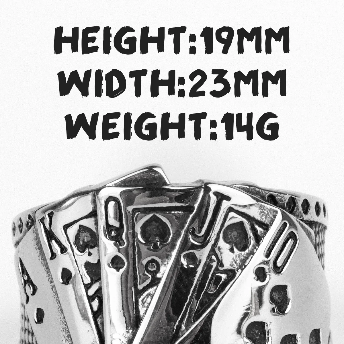 316L Stainless Steel Straight Flush Poker Men Ring Hip Hop Good Lucky Talisman Biker Ring for Men Boy Fashion Jewelry Gift