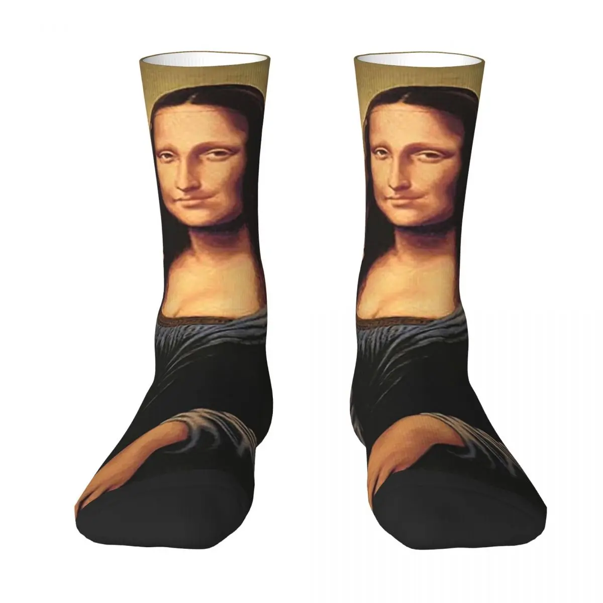 Mona Lisa Socks Smoking a Joint Fashion Stockings Adults Men Medium Soft Outdoor Sports Socks Autumn Graphic Non Skid Socks