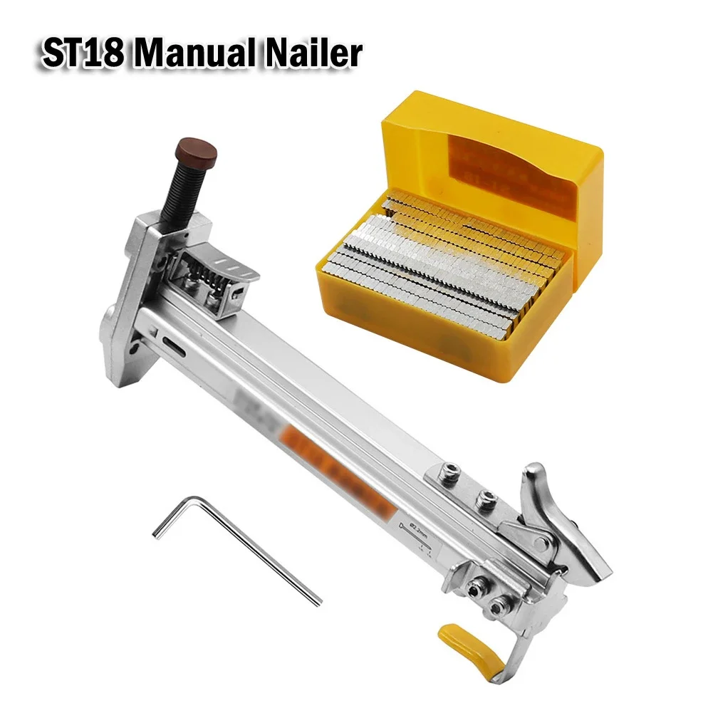 Imagem -05 - Ferramenta de Pregar Reta Semiautomática Manual para Unhas Grampeador de Construção de Móveis Faça Você Mesmo com 400 Grampos Ferramentas de Carpintaria