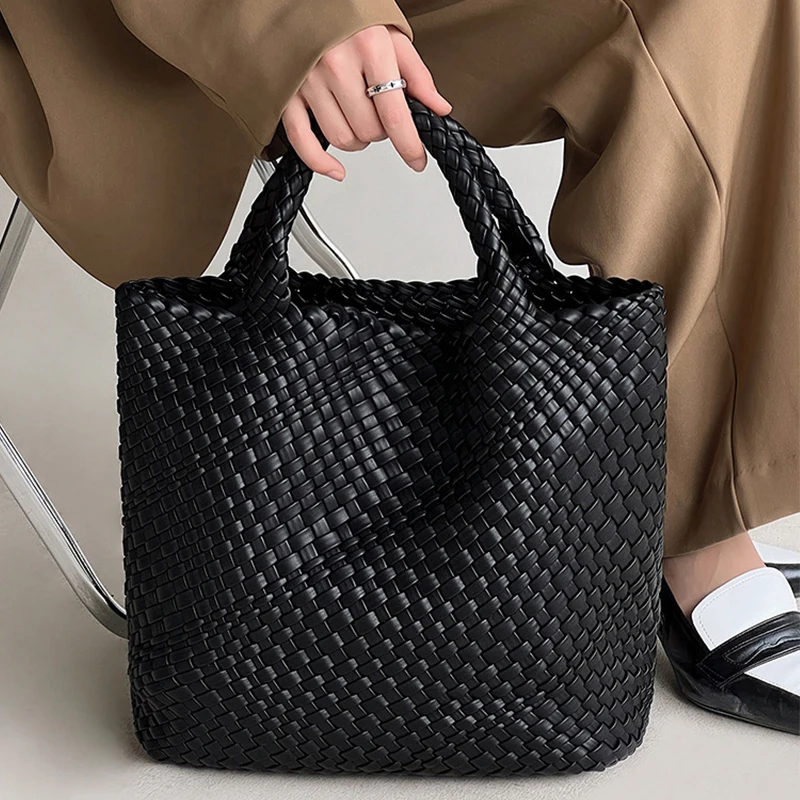 Luxury Designer Large Capacity Handbag Casual Tote Bags For Women Female Bag Big Size Woven Tote Bag Composite Bag