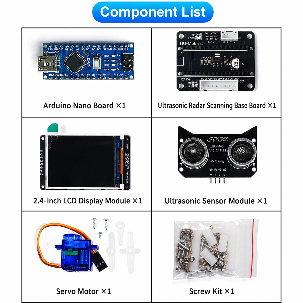 DIY Open-Source Ultraschall-Radar-Scanner-Kit mit LCD-Display, 180-Grad-Scanning zum Programmieren und Lernen, HU-091A Maker-Kit – Detail 10