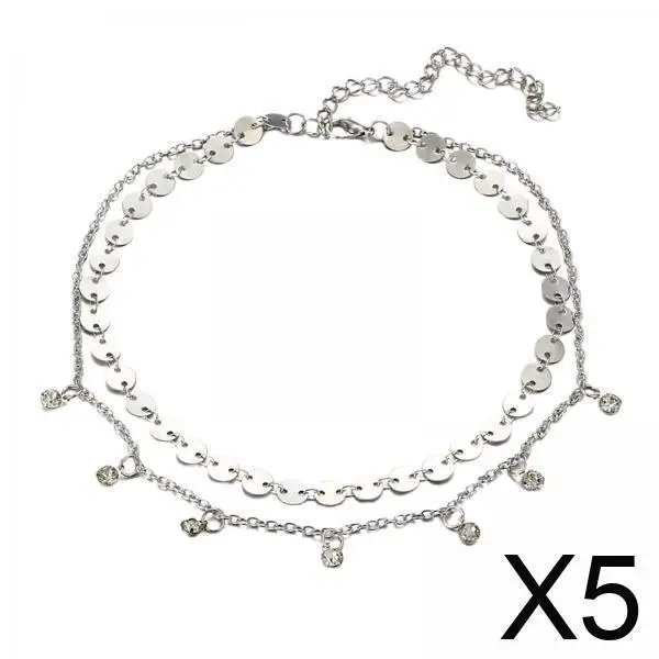 

Модное двухслойное колье-чокер с круглым кулоном из пайеток, многослойное колье из сплава для женщин, ювелирное украшение, подарок