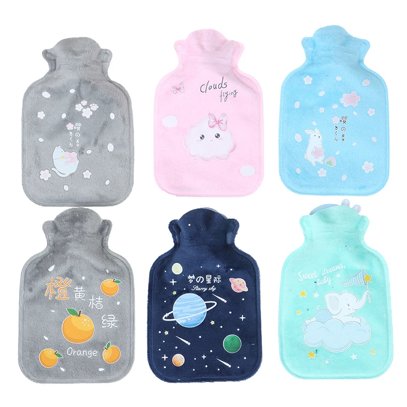 Tummy Warmers Hot Water Bottle Rubber Bag Cute Cartoon Warm Relaxing Safe Heat Cold Large Plush Cloth Hot Water Bag